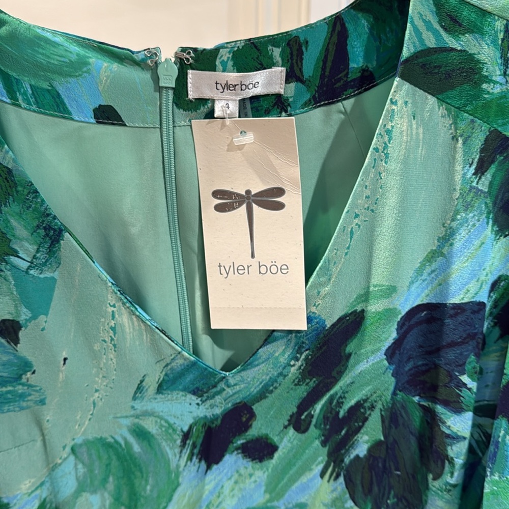 NWT TYLER BOE spring shift dress blue green with pockets - Picture 4 of 10